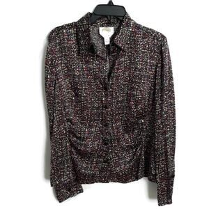 Talbots pure silk long sleeve top sz 14 multicolor